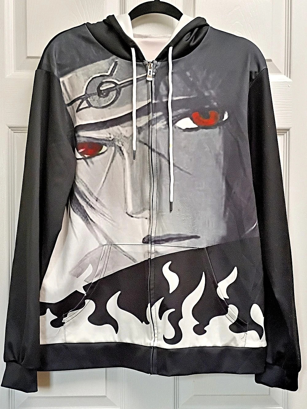 Graphic Zip-Up Hoodie in Black & White